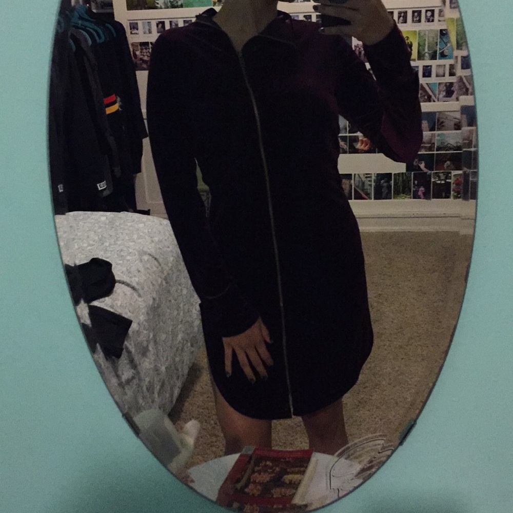 Red velvet zip up dress